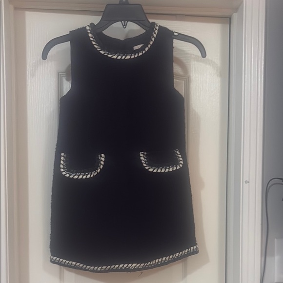 Elegant Black Kids Dress with White Trim - Picture 1 of 3